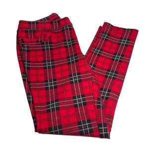 Sanctuary Plaid Tartan Pull On Ankle Pants Red Black White Size Small
